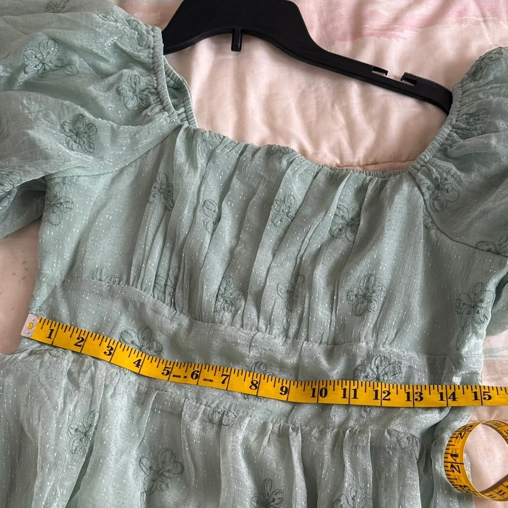 Listicle Mint Green Puff Sleeve Dress - Picture 6 of 14